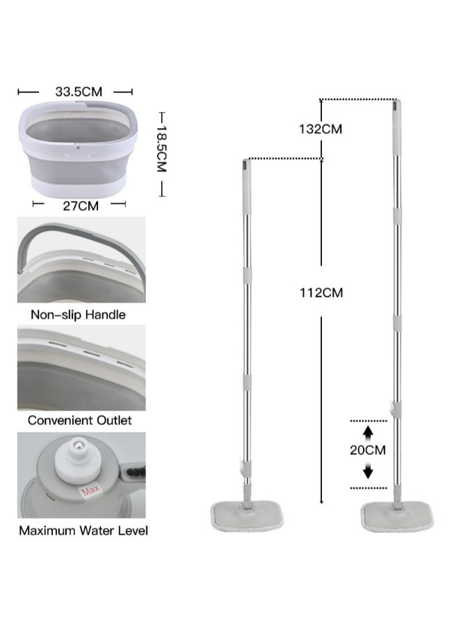 PAACHU 360° Flat Spin Mop with Bucket – Durable Design, Adjustable Handle, Microfiber Pad-6.5L - Image 4